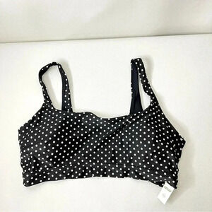 Aerie Scoop Wide Straps Bikini Top Bra Swimwear Size XXL Polka Dot Black/Cream